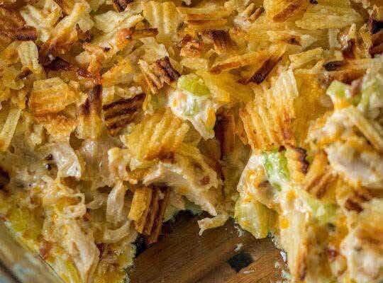 Crispy Hot Chicken Salad Casserole