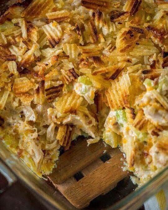 Crispy Hot Chicken Salad Casserole