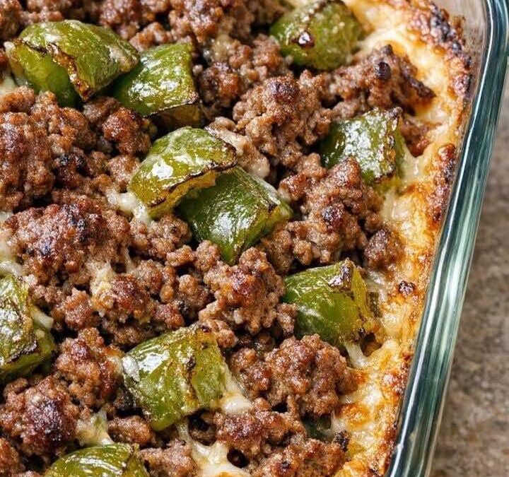 Oven-Baked 4-Ingredient Amish Beef & Bell Pepper Bake